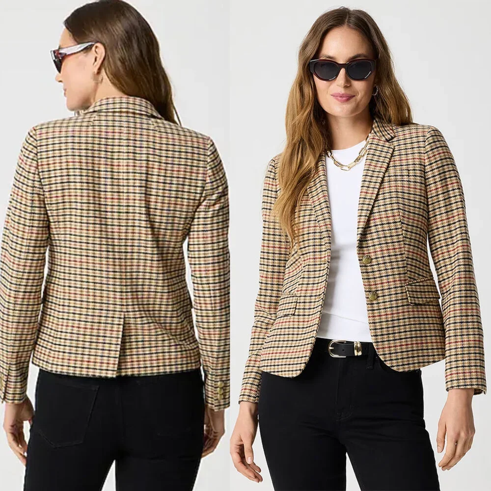 J.CREW NWOT Herringbone Wool Blend Schoolboy Blazer in Light Khaki Size 22